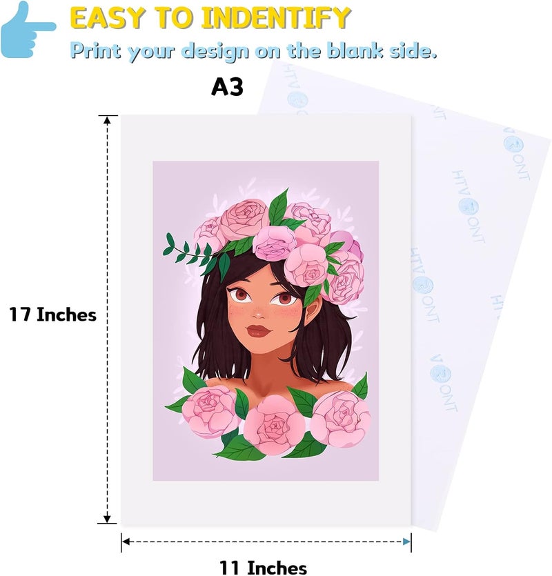 HTVRONT Heat Transfer Paper 11x17 " for Dark T Shirts - 10 Pack Iron on Transfer Paper for Inkjet Printer, Large 11x17" Easy to Use Printable Heat Transfer Vinyl, Vibrant Color, Durable & Soft - Image 2
